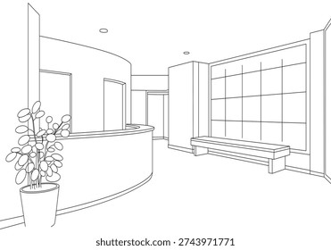 Line drawing modern office