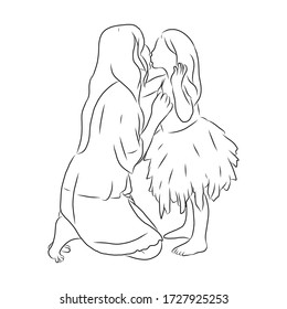 line drawing of mother kisses her child