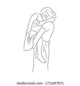 line drawing of mother is kissing baby