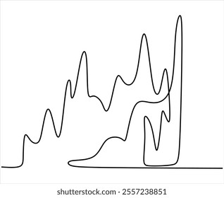 Line drawing of mountain range. Vector drawing hand drawn without artificial intelligence