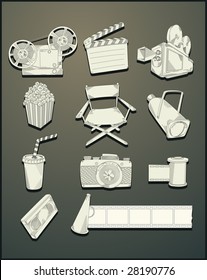 line drawing movie objects- vector