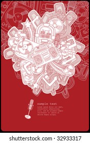line drawing music composition with space for text - vector