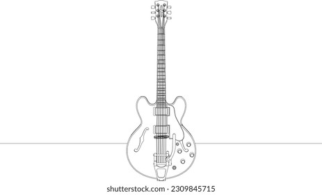 line drawing musical instrument guitar