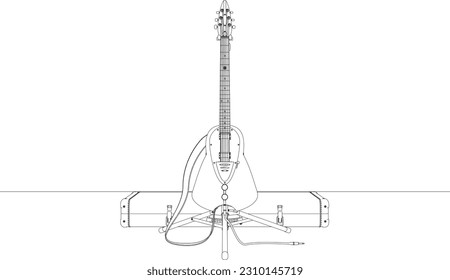 line drawing musical instrument guitar