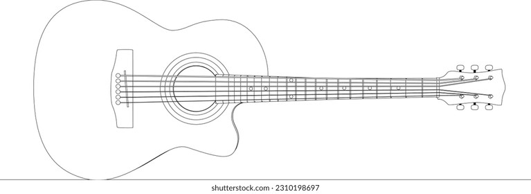 line drawing musical instrument guitar