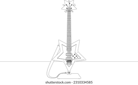 line drawing musical instrument guitar