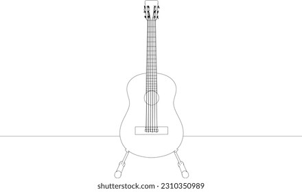 line drawing musical instrument guitar