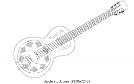 line drawing musical instrument guitar