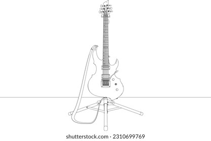 line drawing musical instrument guitar