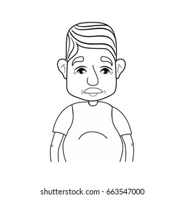 line drawing of an old man with hairstyle and casual clothes