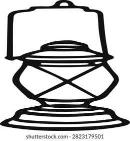 Line drawing of an oldfashioned table lamp with transparent base and handle