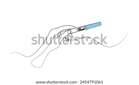 line drawing of one hand holding a pregnancy test.line art pregnancy test.single line vector illustration