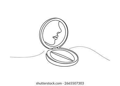 desenho de linha abrir espelho compacto