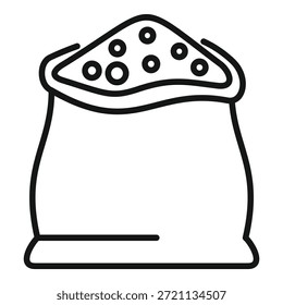 Line drawing of an open sack with flour spilling out, ready for baking