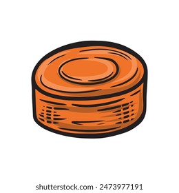 Line drawing orange carrot slice vector illustration.