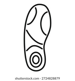 Line drawing of an orthopedic insole, emphasizing its ergonomic design for enhanced comfort and support