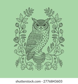 line drawing an owl