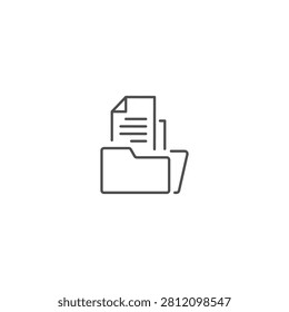 Line drawing of papers in folder