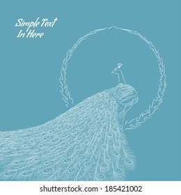 Line drawing of peacock.  Vector illustration. File is layered.  