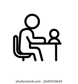 Line Drawing Person at Desk Interview Business Meeting Icon
