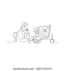 Line drawing person working