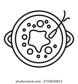 Line drawing of a petri dish with bacteria growing in it, for use in medical or science illustrations
