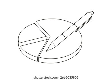 line drawing a pie chart pen