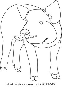 Line drawing of a piglet. Hand drawn without artificial intelligence