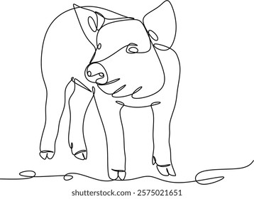 Line drawing of a piglet. Hand drawn without artificial intelligence