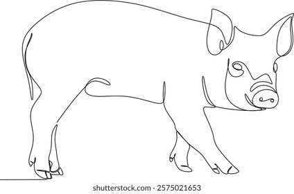 Line drawing of a piglet. Hand drawn without artificial intelligence