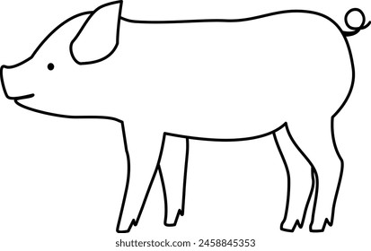 Line drawing of a piglet seen from the side