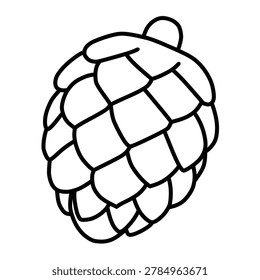 A line drawing of a pine cone.