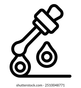 Line drawing of a pipette dropping essential oil for aromatherapy or medical use