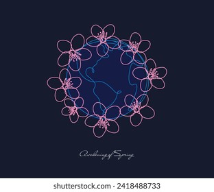 Line drawing, planet, globe, earth, spring is coming, the planet is blooming, environmentally friendly nature.