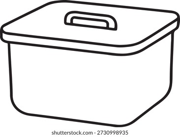 desenho de linha de uma caixa de plástico