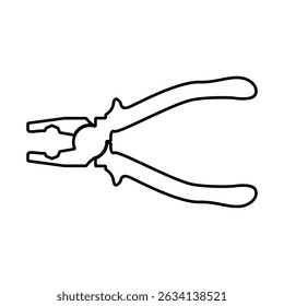 Line drawing of pliers icon with simple clean outline.