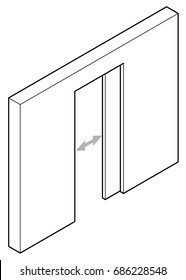 Line Drawing Of A Pocket Sliding Door.