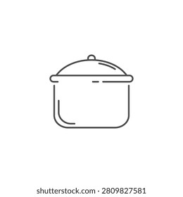 A line drawing of a pot with lid