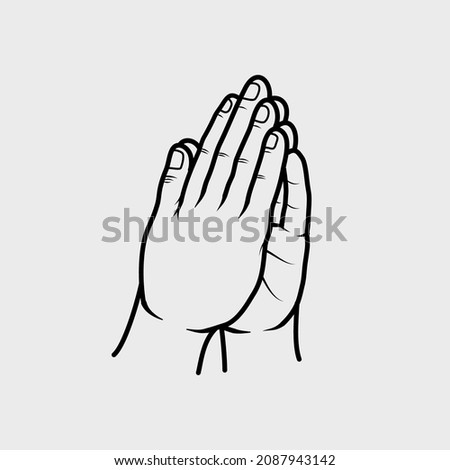 Line drawing of Praying hand, apologize sign, vector illustration. Hand activity, action, Icon, symbol