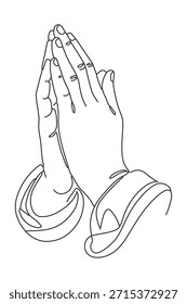line drawing of praying hands