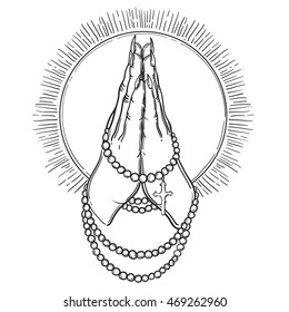 Line Drawing of Praying Hands