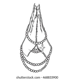 Line Drawing of Praying Hands. monster hands
