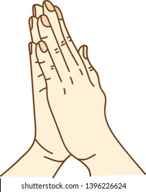 Line Drawing Praying Hands Vector Illustration Stock Vector (Royalty ...