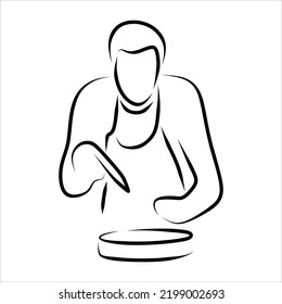 Line drawing of professional chef
