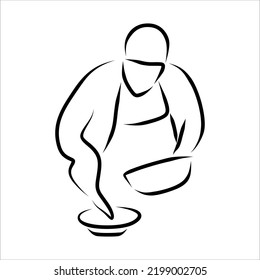 Line drawing of professional chef