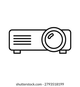 Line Drawing of a Projector with Lens and Ventilation Slots Isolated on Transparent Background