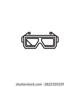 Line drawing of protective safety goggles isolated on clear background