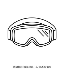 Line drawing of protective skiing or snowboarding goggles with anti-fog design