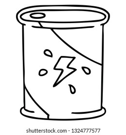 line drawing quirky cartoon barrel of fuel