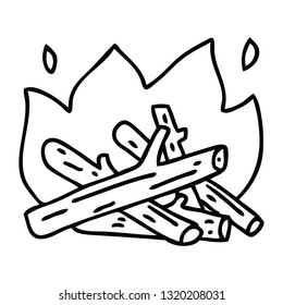 line drawing quirky cartoon campfire